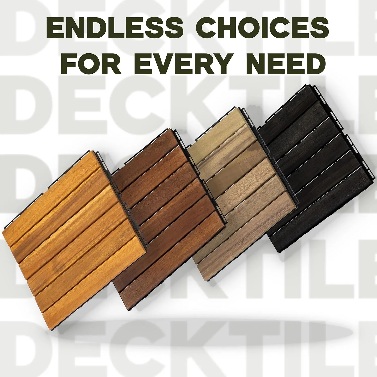 Acacia Wood Flooring Interlocking Deck Tiles for Patio Decor 9 Pcs 6 Slats VR Brown - Waterproof Indoor & Outdoor Decor - Balcony Garden Decking Tile (12.24 * 12.24 * 0.75 inches)