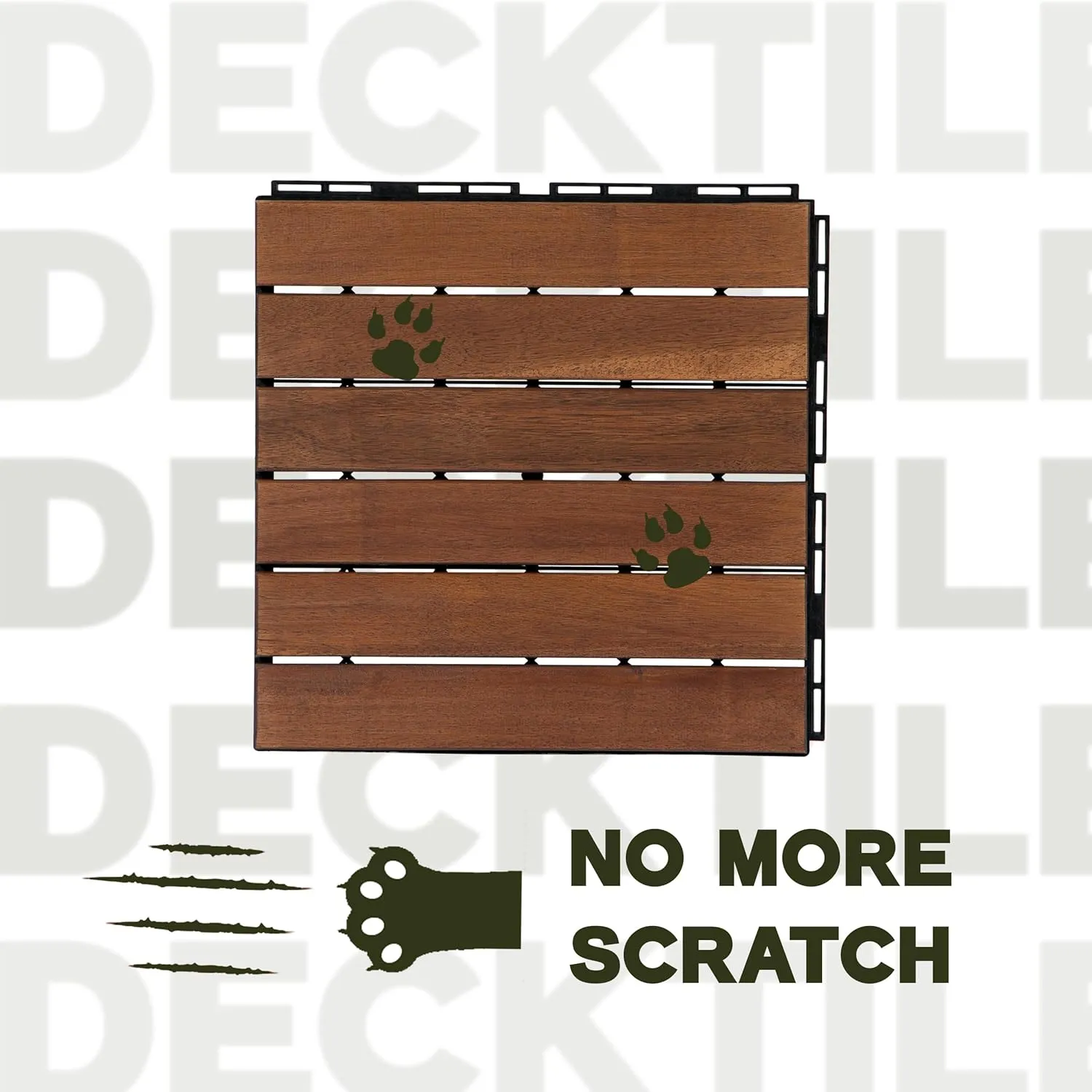 Acacia Wood Flooring Interlocking Deck Tiles for Patio Decor 9 Pcs 6 Slats VR Brown - Waterproof Indoor & Outdoor Decor - Balcony Garden Decking Tile (12.24 * 12.24 * 0.75 inches)