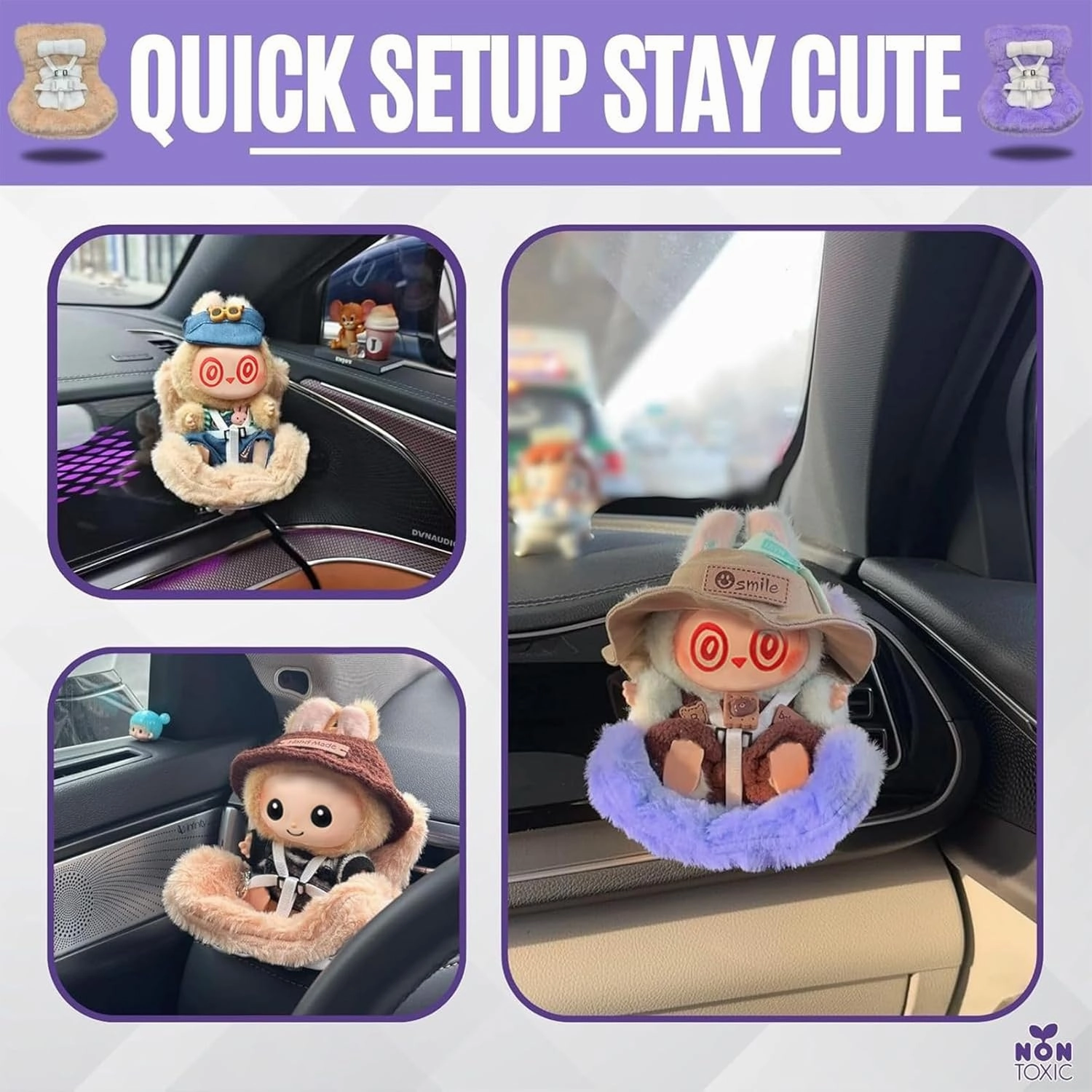 Accessories for Doll,Car Plush Doll Sofa, Perfect for Car Decoration and Display Doll,Protect Dolls,Toy car seat Sofa Suitable for Display（No Dolls）(Gray)