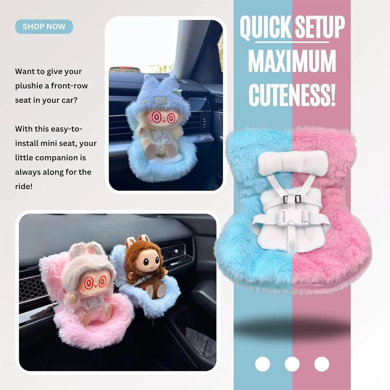Accessories for Doll,Car Plush Doll Sofa, Perfect for Car Decoration and Display Doll,Protect Dolls,Toy car seat Sofa Suitable for Display（No Dolls）(Gray)