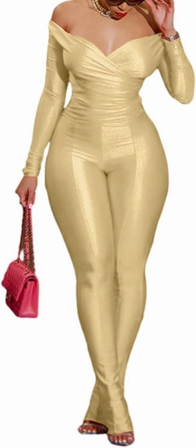 acelyn 2 Piece Outfits for Women Sexy Off Shoulder Tops Bodycon Flared Pant Sets Club Outfits Tracksuit