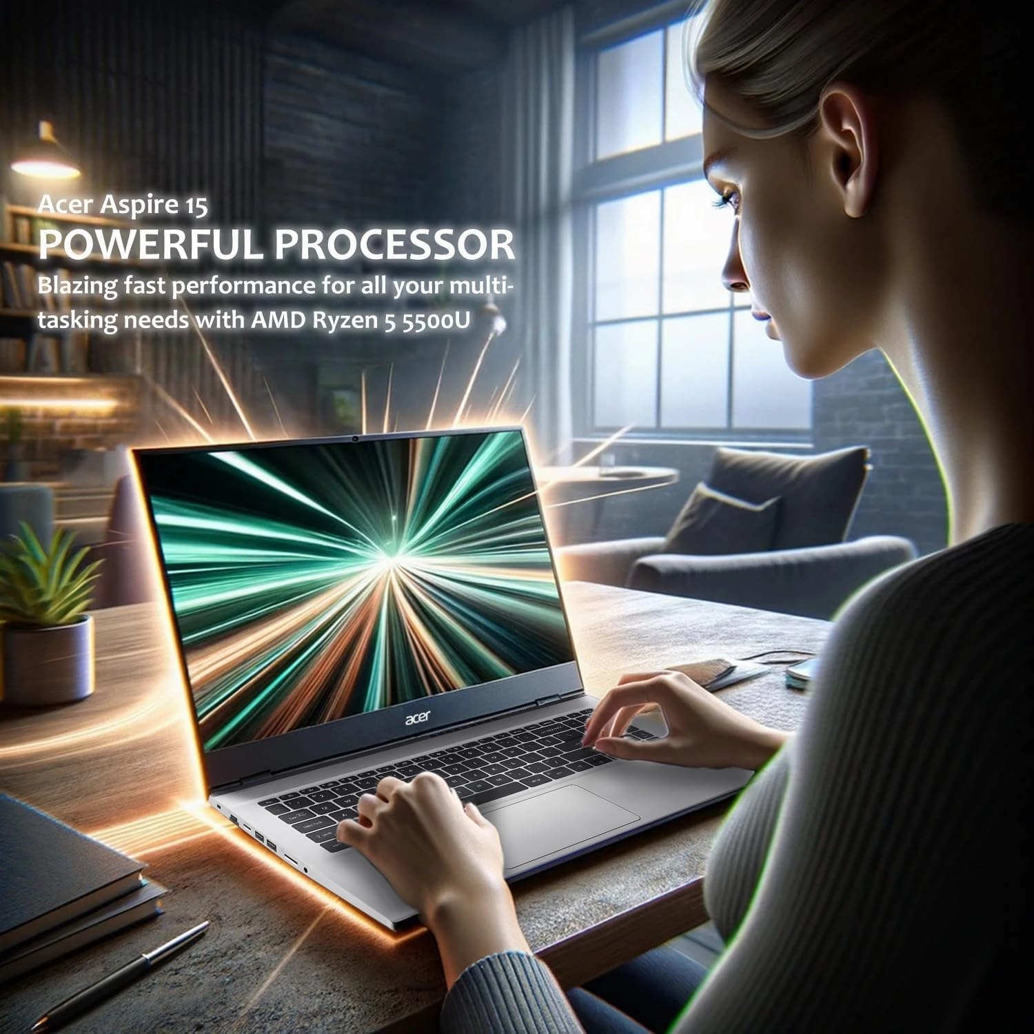 acer Aspire Premium Laptop, 15.6" FHD Display, AMD Ryzen 5 5500U (Beats i7-1250U), 16GB RAM, 1TB SSD, Sleek Design, Ethernet Port, Windows 11 Pro (Renewed)