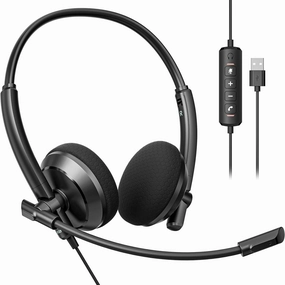 acer USB Headset with Microphone for PC - Noise Reduction, High-Clarity, Durable Wired Headset with Mic for Office, Remote Work & Call Centers - Comfortable Design for Long Wear