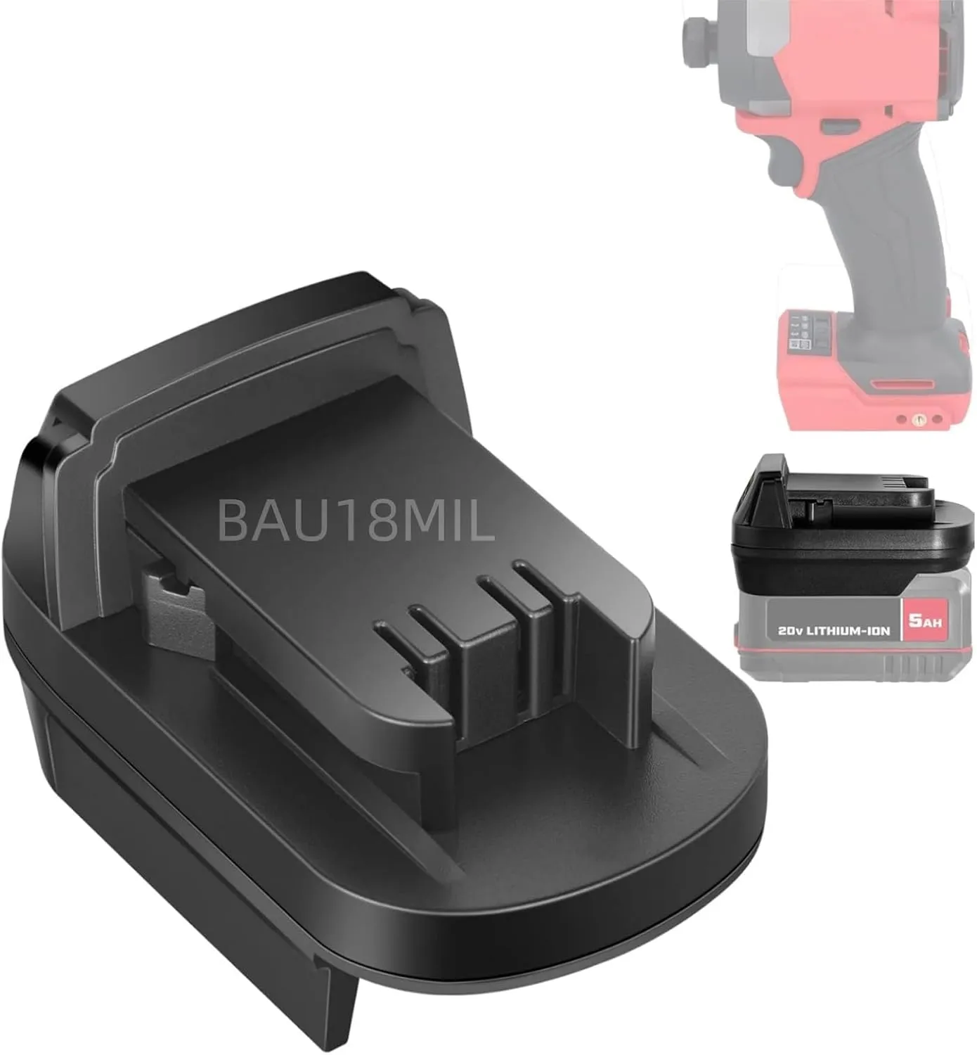 Adapter for Bauer for Milwaukee Tool, BAU20MIL Adapter for Bauer 20V Lithium Battery Convert to for Milwaukee 18V Power Tools (No Battery)