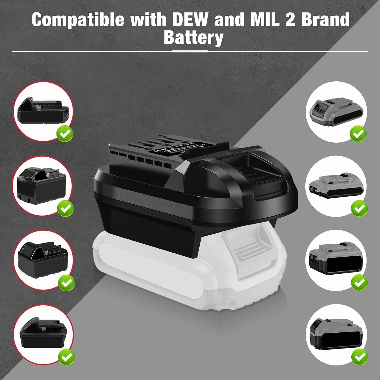 Adapter for DeWalt 20V Battery & for Milwaukee M18 Battery Convert for SKIL 20V Battery PWR CORE Cordless Power Tools Use (Adapter Only)