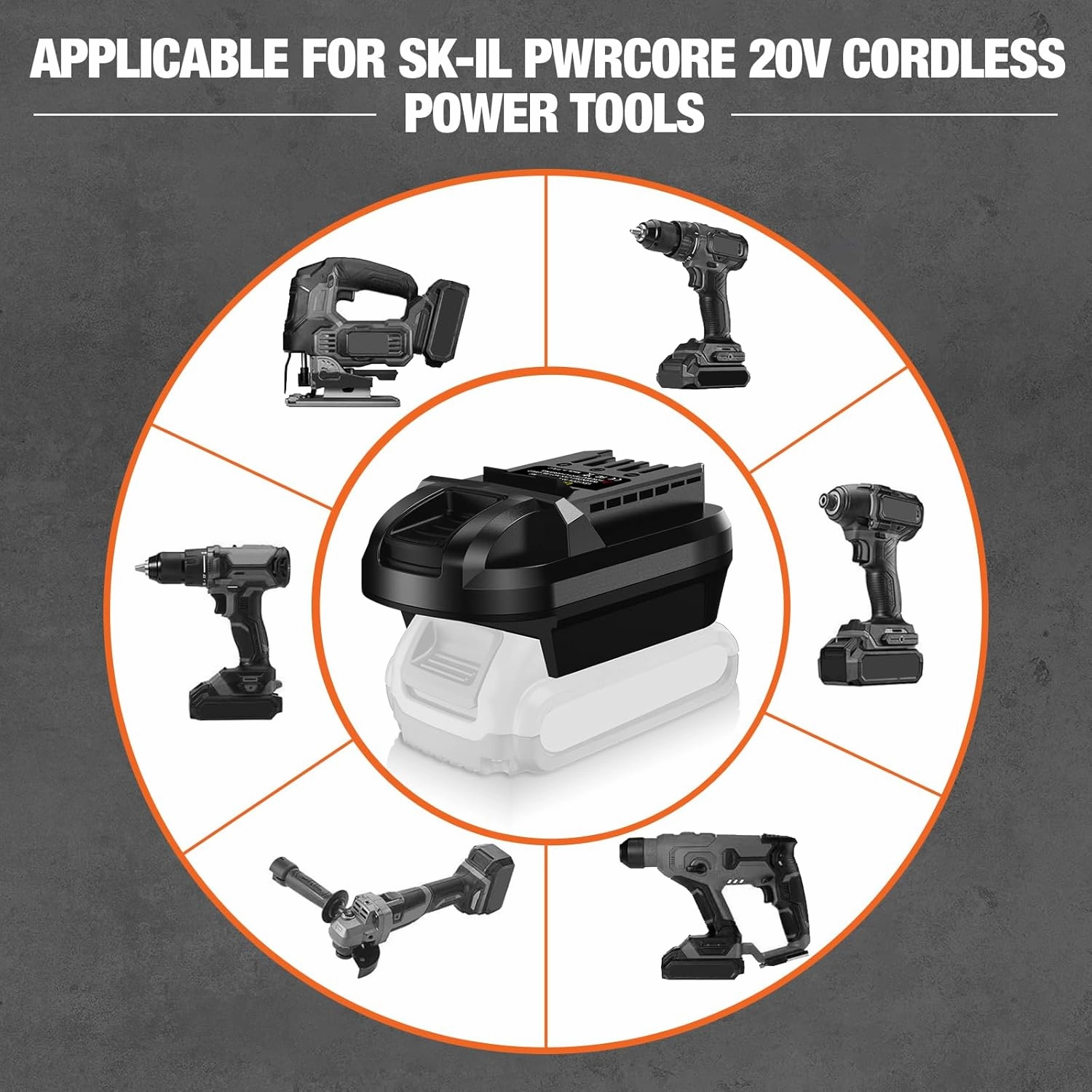 Adapter for DeWalt 20V Battery & for Milwaukee M18 Battery Convert for SKIL 20V Battery PWR CORE Cordless Power Tools Use (Adapter Only)