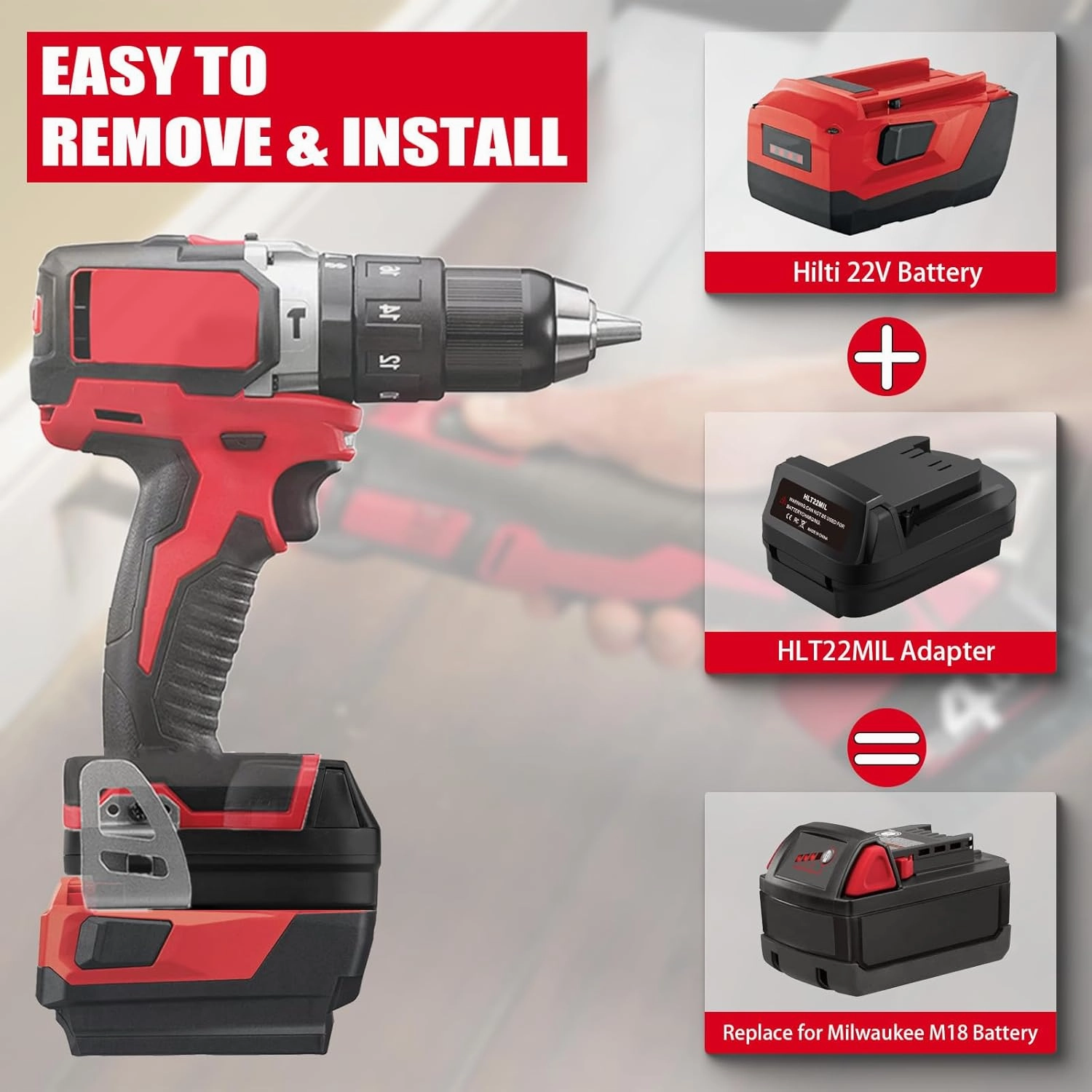 Adapter for Hilti to M18 Battery,for Hilti 22V B22 Li-ion to Battery Convert to for Milwaukee 18V M18 Battery,Power for Milwaukee 18Volt M18 Cordless Drill/Driver Power Tools