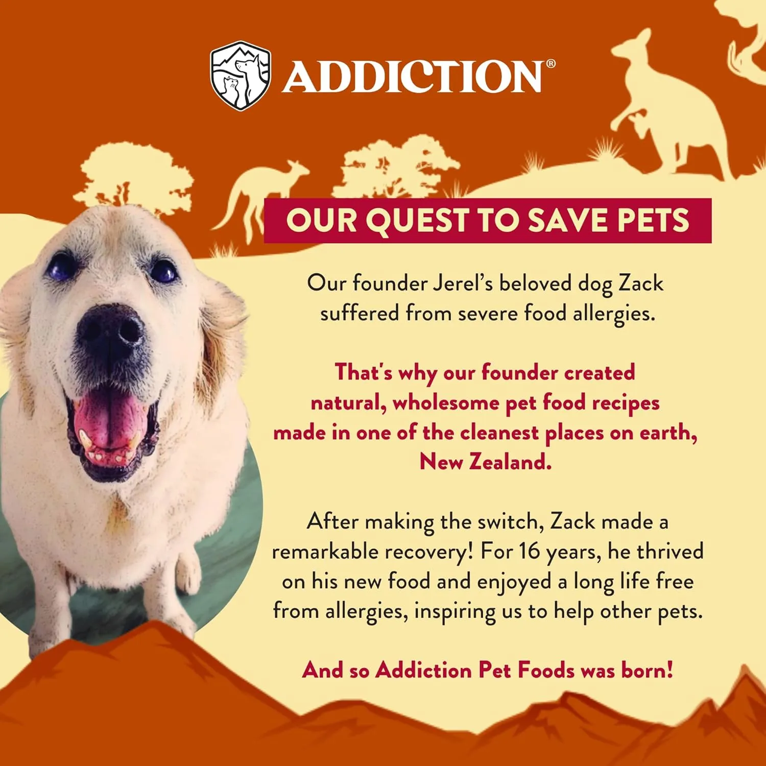 Addiction Outback Kangaroo Feast Air-Dried Grain-Free Dog Food – Complete Meal or Topper with Natural Ingredients for Digestive and Skin & Coat Health, 2lb