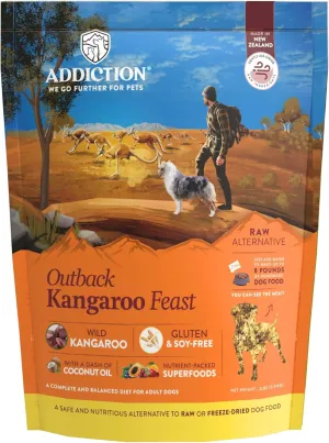 Addiction Outback Kangaroo Feast Air-Dried Grain-Free Dog Food – Complete Meal or Topper with Natural Ingredients for Digestive and Skin & Coat Health, 2lb