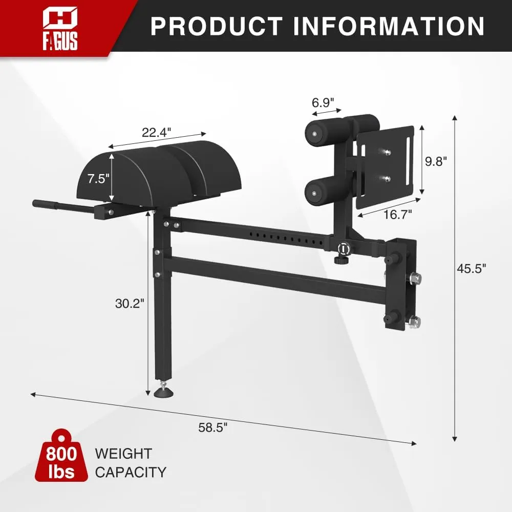 Adjustable Glute Ham Developer Machine(GHD) for 3"x3" Power Cage, Hyperextension Machine with Band Pegs, Leg Machine Home Gym
