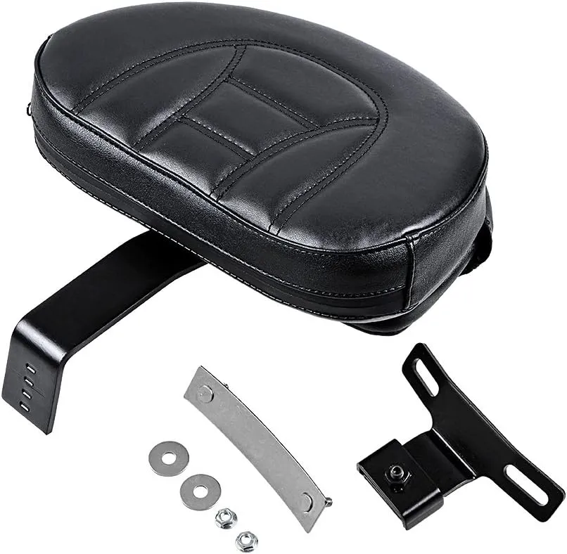Adjustable Plug-In Driver Rider Backrest w/Pocket Compatible with 2007-2017 Harley Fatboy Heritage Softail