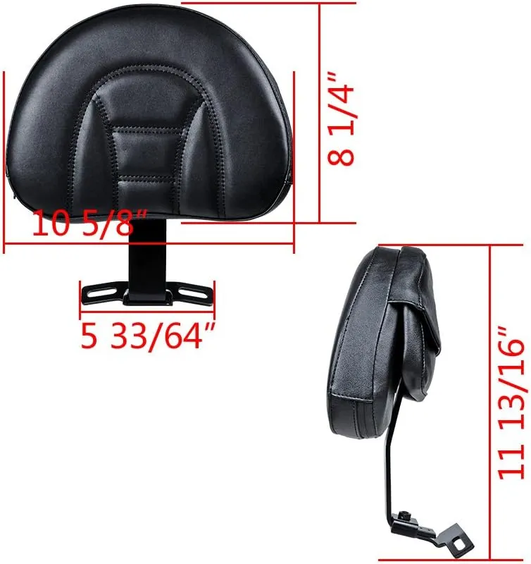 Adjustable Plug-In Driver Rider Backrest w/Pocket Compatible with 2007-2017 Harley Fatboy Heritage Softail