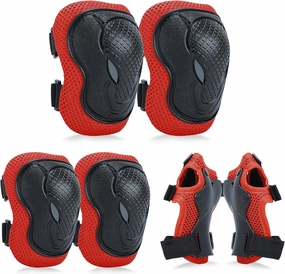 Adjustable Kids Knee Pads Elbow Pads Wrist Guards Set for 3-8 Years Child Protective Gear Set for Roller Skates,BMX,Bike,Cycling, Skateboard, Inline Skating, Scooter Riding Sports,Football