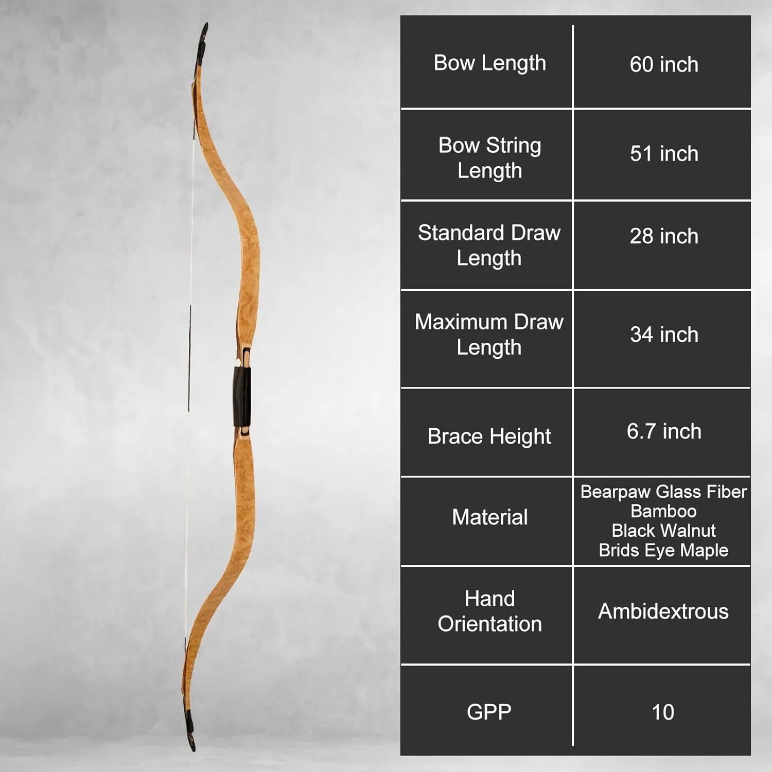 AF Archery Recurve Bow Traditional Horse Bow for Mounted Archery and Precision Shooting, Sicai Bow Peak Heritage of Ming Dynasty, 30-50 lbs