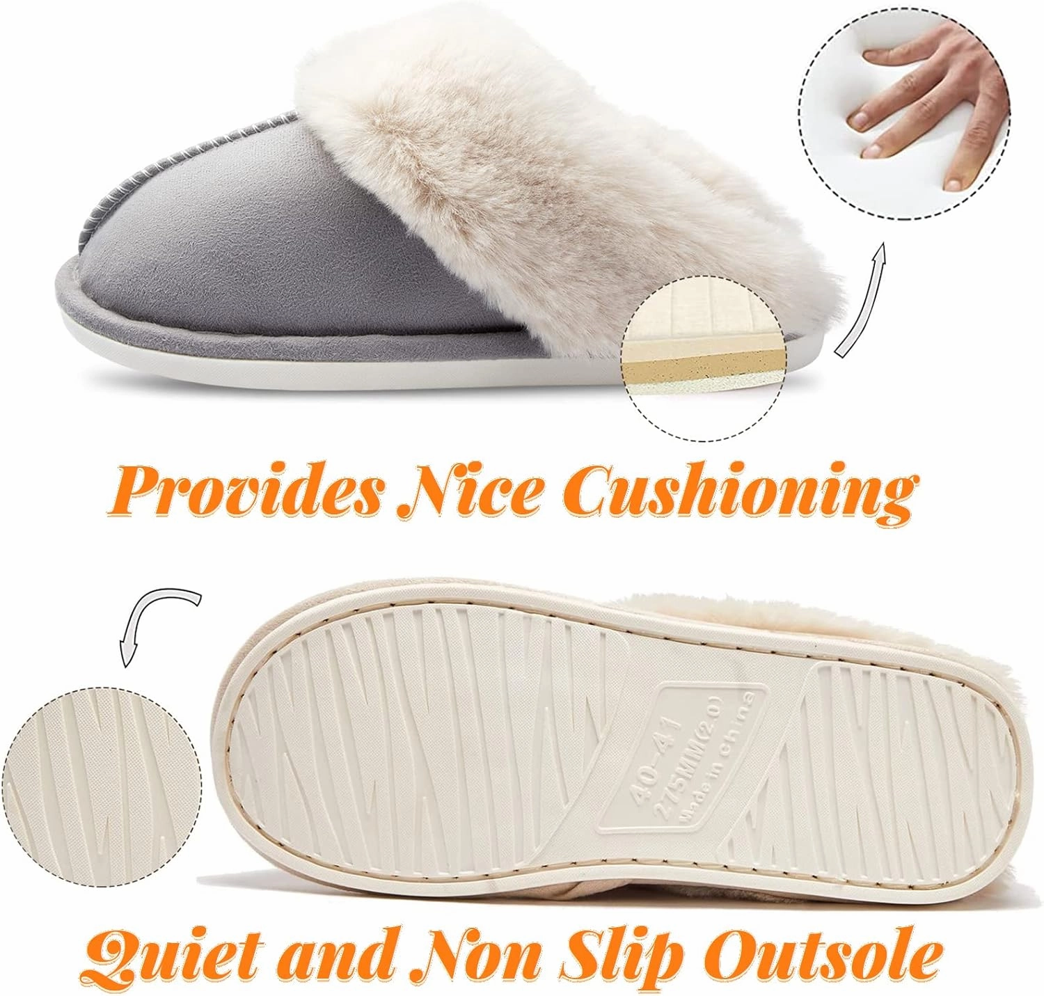 Afellicy Women's Fuzzy Memory Foam Slippers Fall Winter House Shoes Indoor and Outdoor Fur Lining Slip on Bedroom Shoes