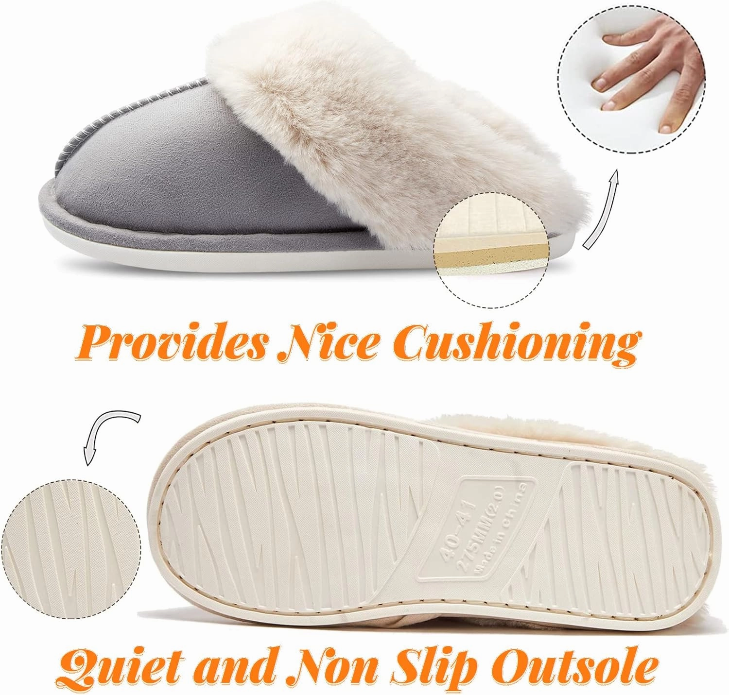 Afellicy Women's Fuzzy Memory Foam Slippers Fall Winter House Shoes Indoor and Outdoor Fur Lining Slip on Bedroom Shoes
