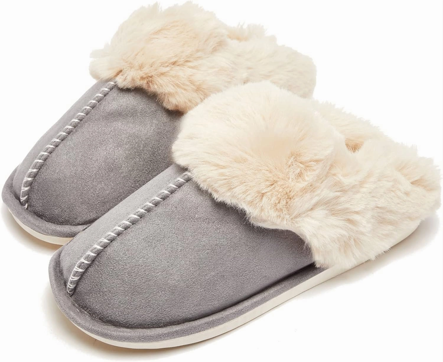 Afellicy Women's Fuzzy Memory Foam Slippers Fall Winter House Shoes Indoor and Outdoor Fur Lining Slip on Bedroom Shoes