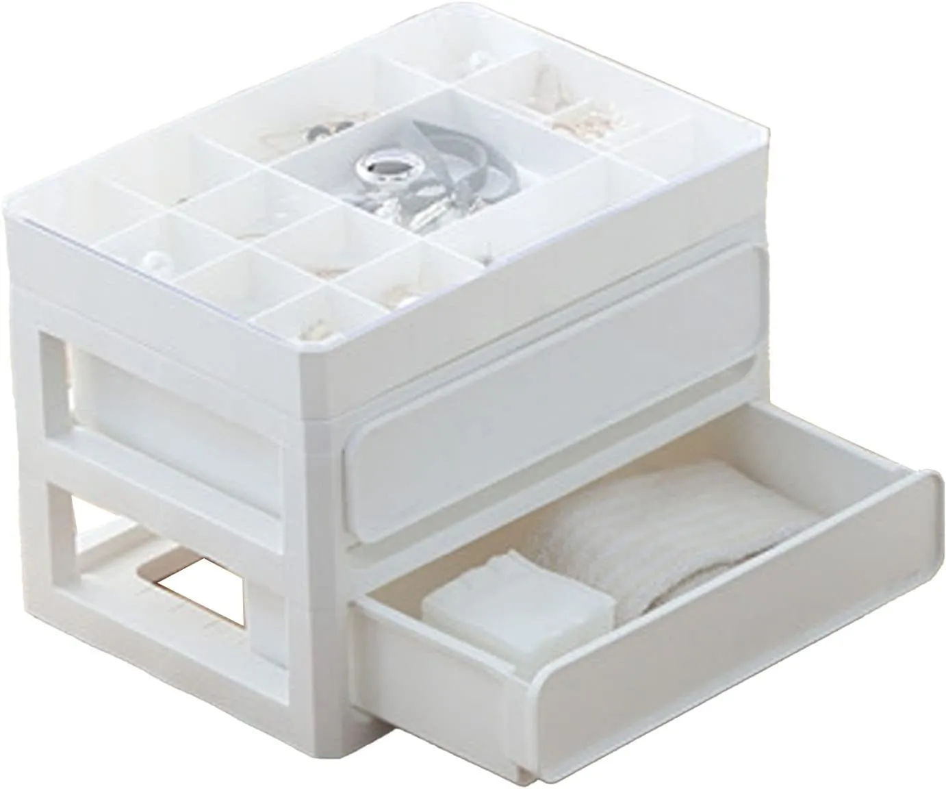 Akozon Action Figure Storage Box Stackable Transparent Display Case For Cartoon Figures Dolls For Home (White)