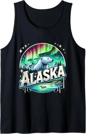 Alaska Northern Lights Aurora Viewing Vacation Alaska Bear Tank Top
