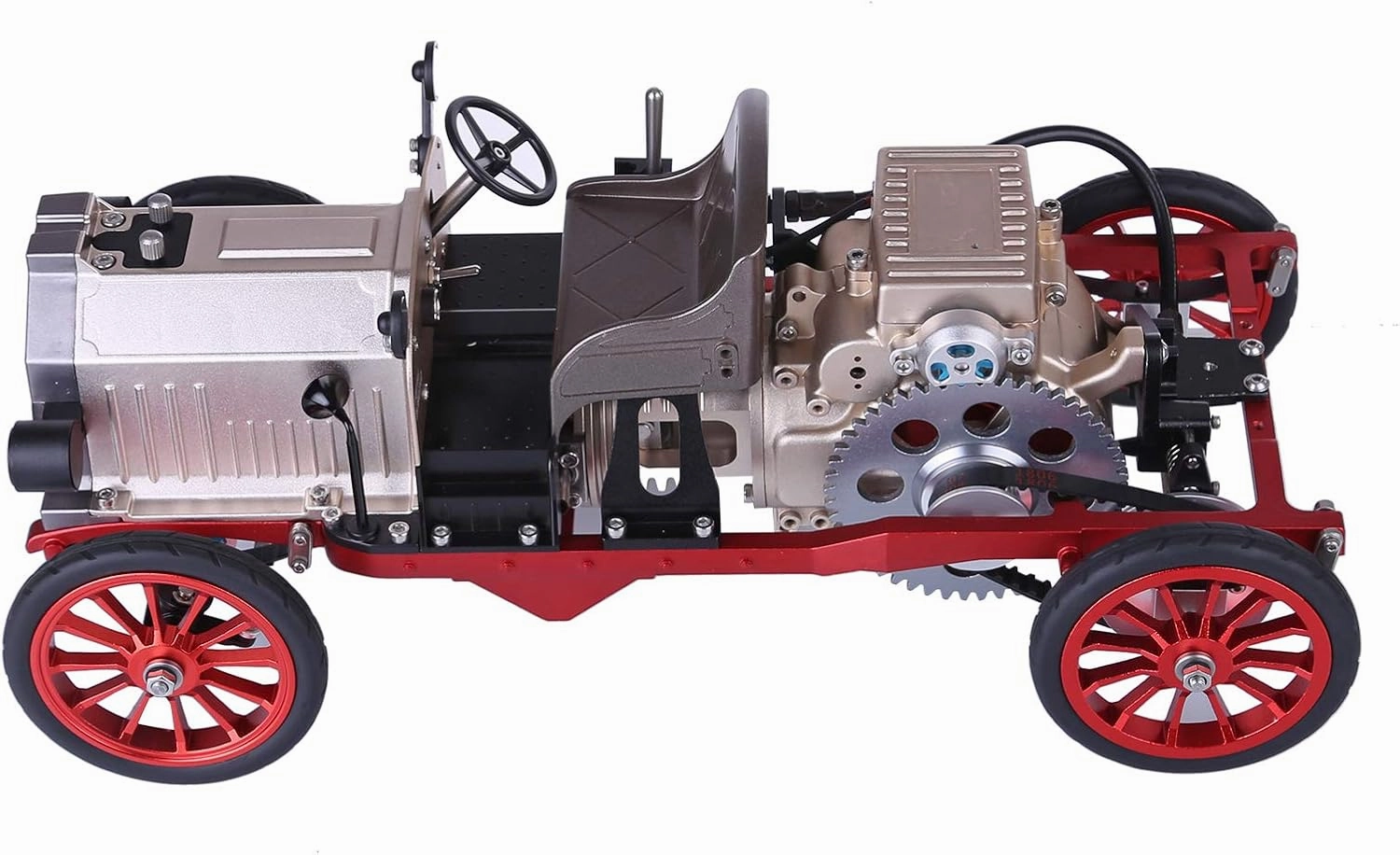 All-Metal Puzzle Electric Vintage Classic Car Model, APP Remote Control Single-Cylinder Engine Car, High Challenge Metal Assembly Model Toy for Adults and Teens, Unique Collectors Gift