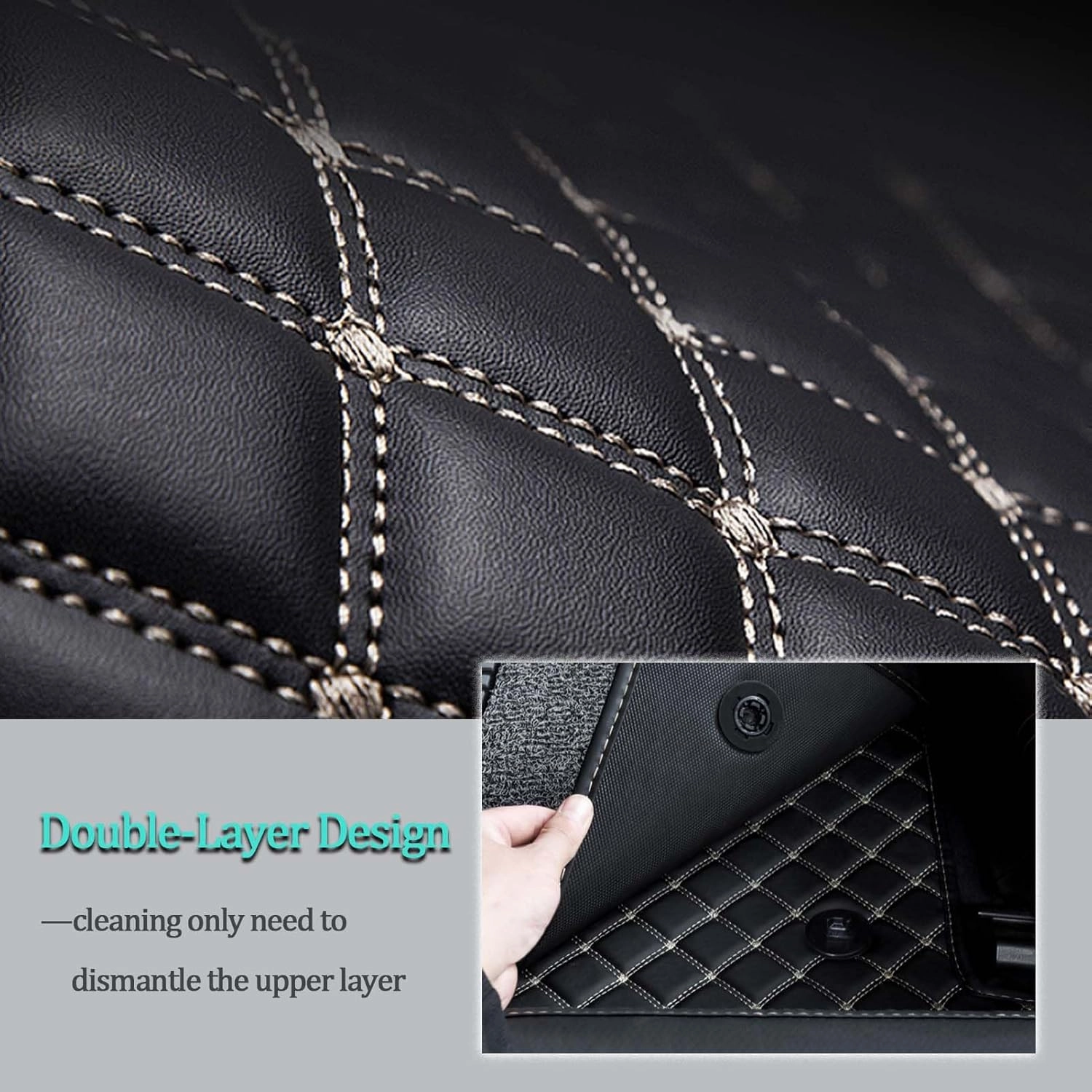 All-Weather Car Floor Mats for Renault Captur I 2014 2015 2016 2017 2018, Double Layer Automotive Floor Mats Car Carpets Non-Slip Full Set with Driver Heel Pads,Black Loop