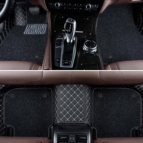 All-Weather Car Floor Mats for Renault Captur I 2014 2015 2016 2017 2018, Double Layer Automotive Floor Mats Car Carpets Non-Slip Full Set with Driver Heel Pads,Black Loop