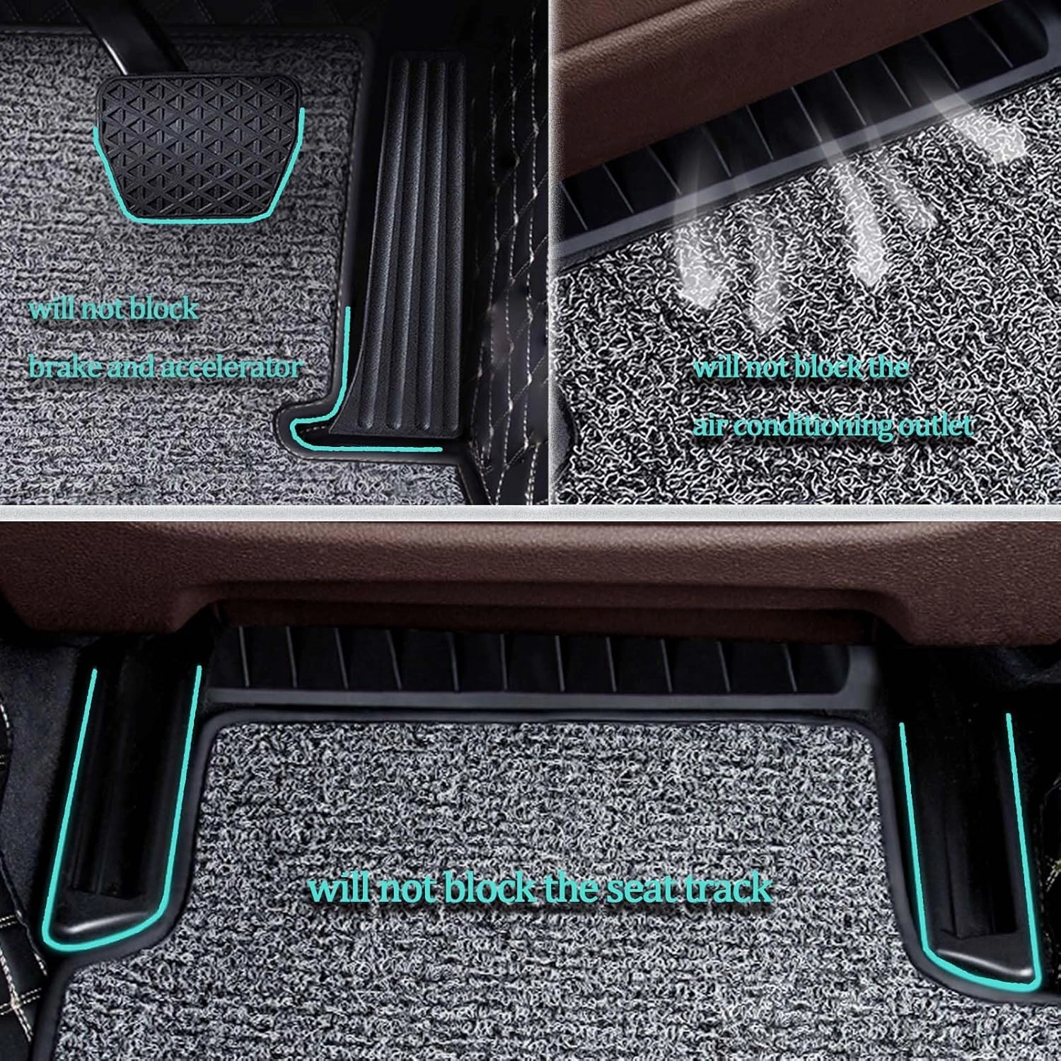 All-Weather Car Floor Mats for Renault Captur I 2014 2015 2016 2017 2018, Double Layer Automotive Floor Mats Car Carpets Non-Slip Full Set with Driver Heel Pads,Black Loop