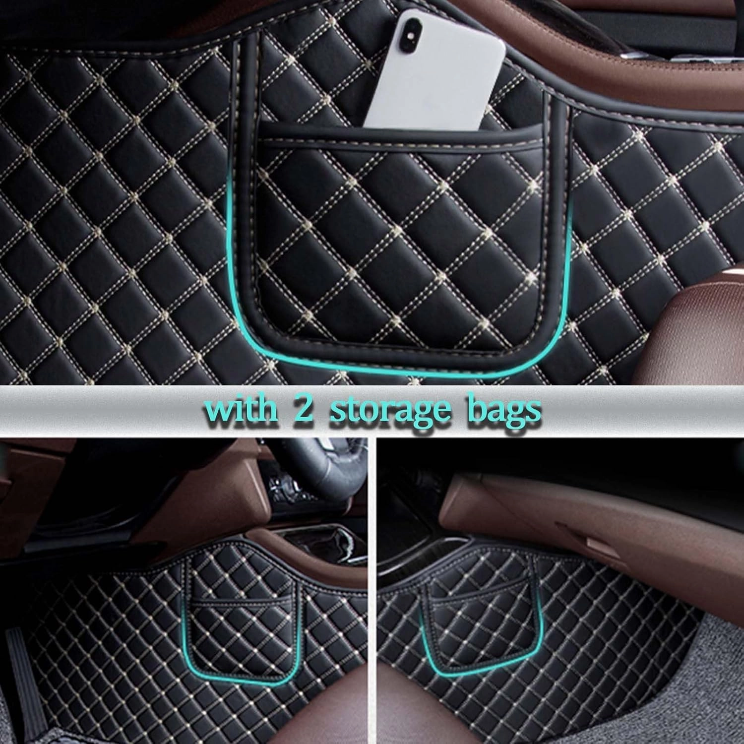 All-Weather Car Floor Mats for Renault Captur I 2014 2015 2016 2017 2018, Double Layer Automotive Floor Mats Car Carpets Non-Slip Full Set with Driver Heel Pads,Black Loop
