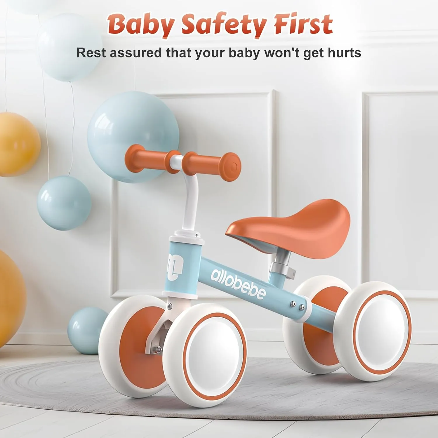 allobebe Baby Balance Bike, Cute Toddler Bikes 12-36 Months Gifts for 1 Year Old Girl Bike to Train Baby from Standing to Running with Adjustable Seat Silent & Soft 3 Wheels