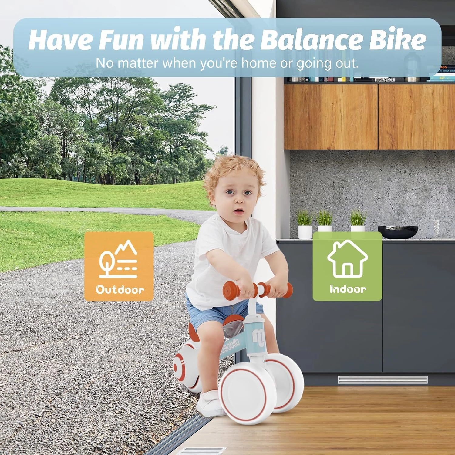 allobebe Baby Balance Bike, Cute Toddler Bikes 12-36 Months Gifts for 1 Year Old Girl Bike to Train Baby from Standing to Running with Adjustable Seat Silent & Soft 3 Wheels