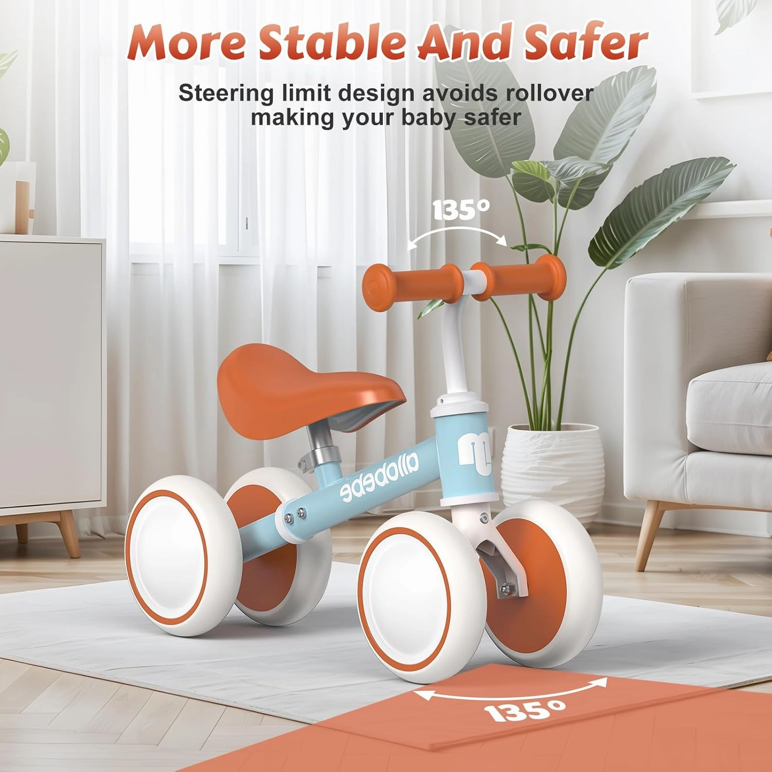 allobebe Baby Balance Bike, Cute Toddler Bikes 12-36 Months Gifts for 1 Year Old Girl Bike to Train Baby from Standing to Running with Adjustable Seat Silent & Soft 3 Wheels
