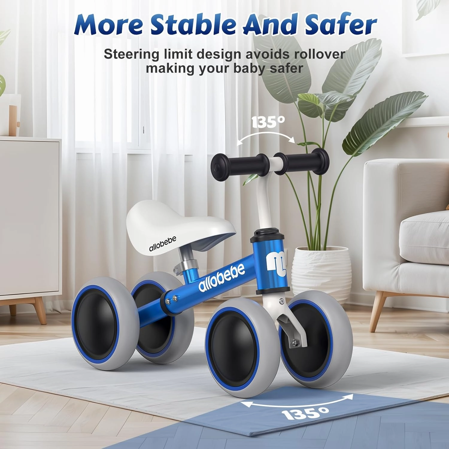 allobebe Baby Balance Bike, Cute Toddler Bikes 12-36 Months Gifts for 1 Year Old Girl Bike to Train Baby from Standing to Running with Adjustable Seat Silent & Soft 3 Wheels