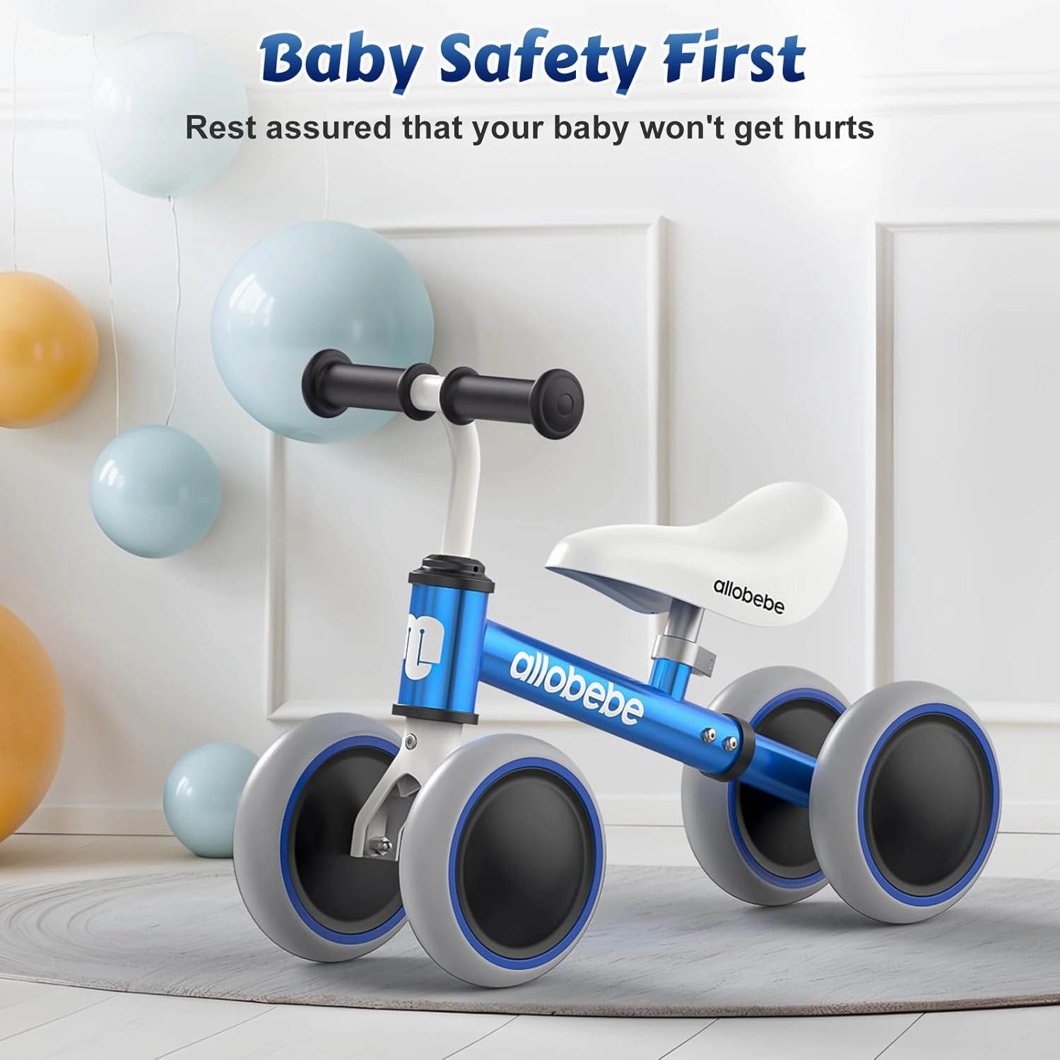 allobebe Baby Balance Bike, Cute Toddler Bikes 12-36 Months Gifts for 1 Year Old Girl Bike to Train Baby from Standing to Running with Adjustable Seat Silent & Soft 3 Wheels