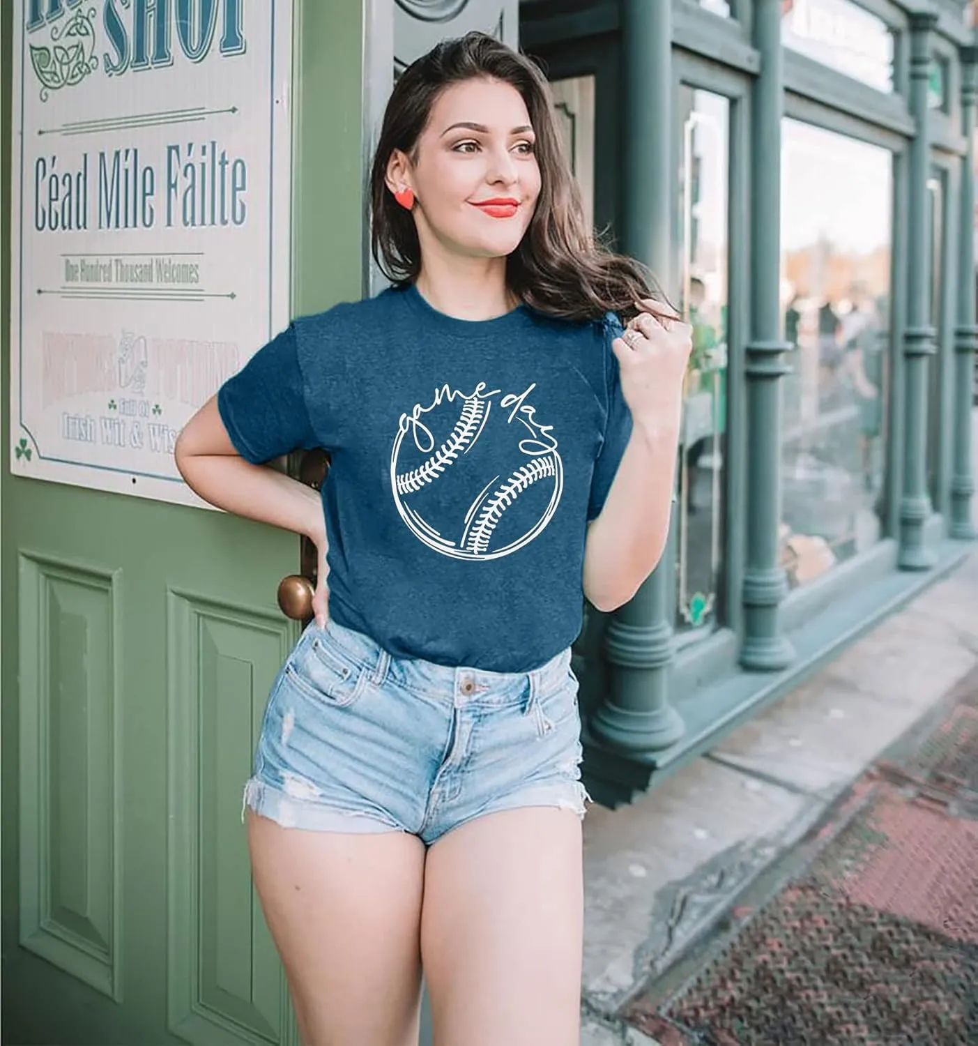 ALLTB Baseball Shirt Women Baseball Mom Shirts Funny Game Day Baseball Graphic Tee Tops Casual Ball Short Sleeve Tee Top