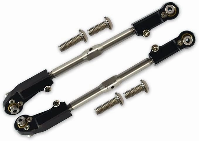 Aluminum   Stainless Steel Adjustable Front Steering Tie Rod for Arrma 1:8 KRATON/Talion/Notorious/Outcast/KRATON V5 / Notorious V5 / 1:7 FIRETEAM - 2Pc Set Black