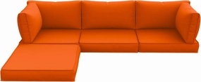 Amopatio Outdoor Cushions, Replacement Patio Furniture Cushions for 4-Seat Outdoor Furniture, Waterproof & Fade Resistant for Patio Sectional Couch(Cores & Covers, Orange)
