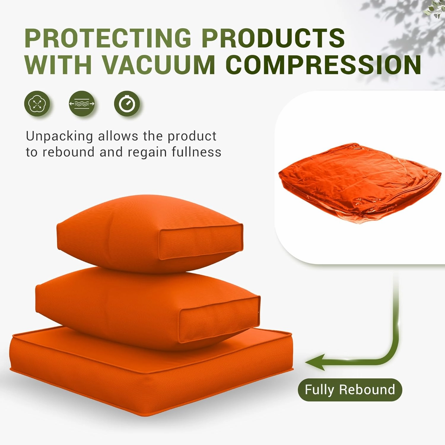 Amopatio Outdoor Cushions, Replacement Patio Furniture Cushions for 4-Seat Outdoor Furniture, Waterproof & Fade Resistant for Patio Sectional Couch(Cores & Covers, Orange)