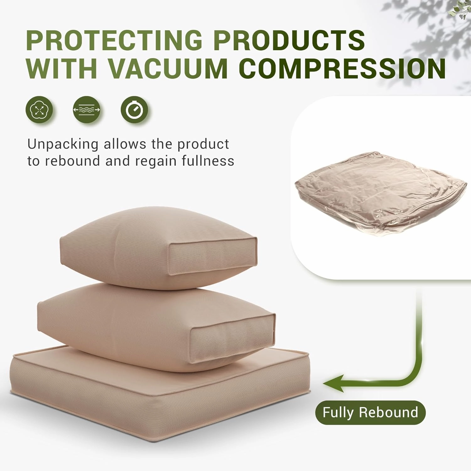 Amopatio Patio Furniture Cushions, Replacement Outdoor Cushions for 4-Seat Patio Furniture, Waterproof Cushions for Outdoor Sectional Sofa Couch(Beige)