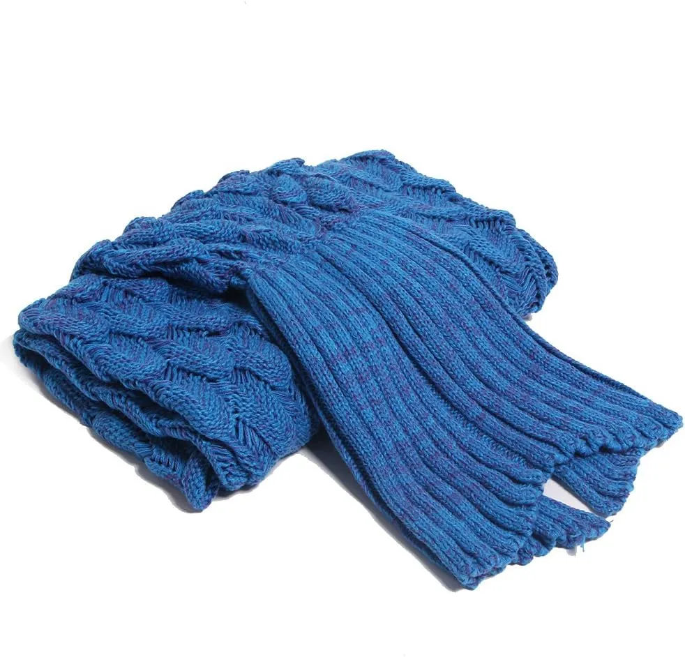 AmyHomie Mermaid Tail Blanket for Adults, Crochet Mermaid Blanket for Women Soft All Seasons Sleeping Blankets for Teen Girls (ScaleBlue,Adults)