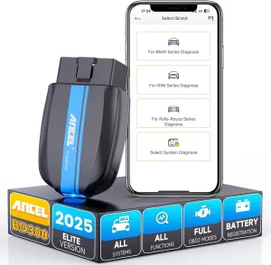 ANCEL BD300 OBD2 Scanner Bluetooth Fits for BMW Full System Code Reader Fits for BMW Diagnostic Tool with Battery Registration Tool Service EPB CBS ETC ABS Airbag & Powerful OBD2 Scanner