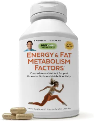 ANDREW LESSMAN Energy and Fat Metabolism Factors 360 Capsules - Promotes Optimum Fat Burning and Energy Metabolism, with Carnitine, Green Tea, Guarana, Ginseng, B-Complex. Easy to Swallow Capsules