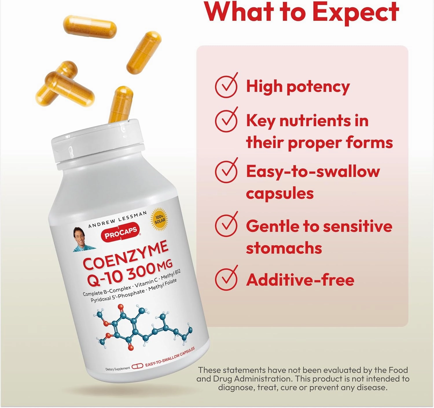 ANDREW LESSMAN Coenzyme Q-10 300 mg 120 Capsules - Essential for Energy Production and Optimum Key Organ Function, Anti-Oxidant Support, Depleted by Aging, Plus B-Complex. Easy to Swallow Capsules