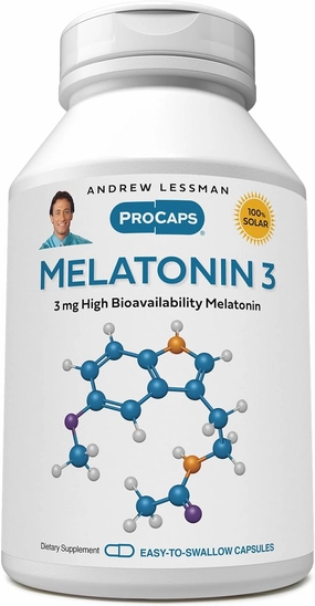 ANDREW LESSMAN Melatonin-3 mg - 240 Capsules - Physiologically Balanced Levels to Naturally Promote Restful Sleep. Regulates Daily Circadian Rhythm. Facilitates Sleep.