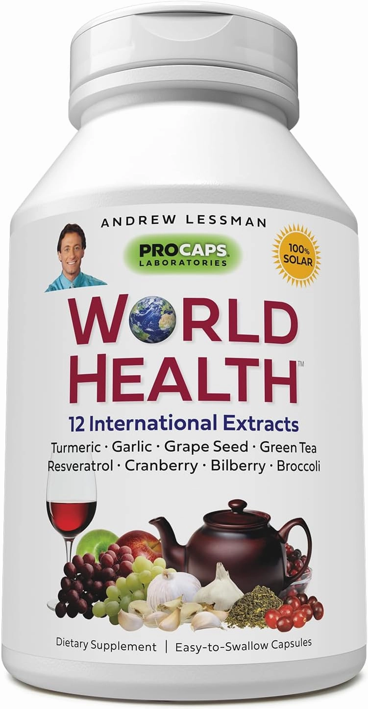 ANDREW LESSMAN World Health 60 Capsules - 14 Standardized Extracts and Concentrates from Scientifically Established Protective and Beneficial Phytonutrients. Powerful Anti-oxidants. No Additives