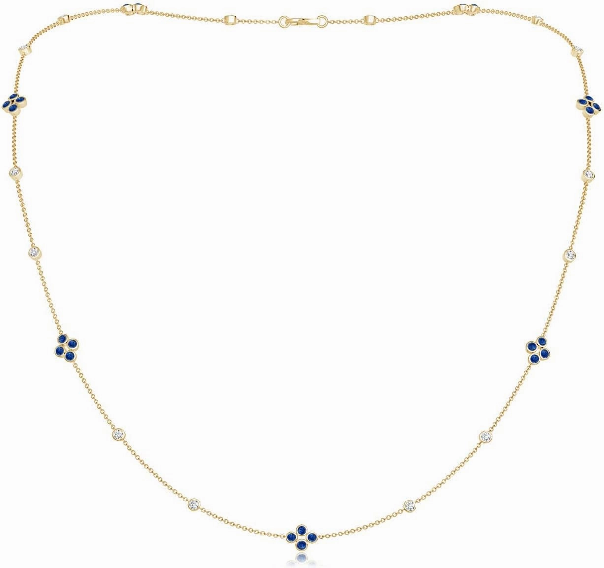 Angara Natural 0.98 Ct Blue Sapphire and 0.55 Ct Diamond Stackables Pendant Necklace for Women in 14K Yellow Gold (Grade-AAA | Size-1.8mm) | September Birthstone, Birthday Jewelry Gift For Women