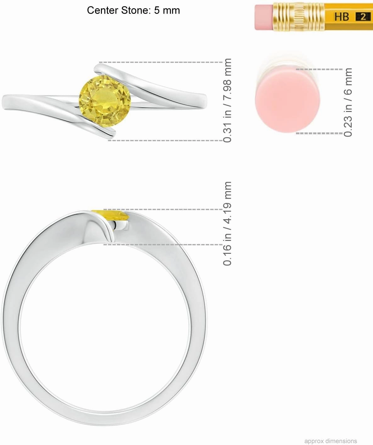Angara Natural Bar-Set Solitaire Round Yellow Sapphire Bypass Ring in 14K Solid Gold/Platinum | Birthday, Engagement, Anniversary, Wedding Jewelry Gift for Women