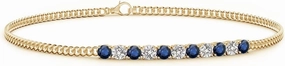 Angara Natural Blue Sapphire Chain Bracelet for Women in 14K Solid Gold | September Birthstone, Birthday, Engagement, Anniversary, Wedding Jewelry Gift for Women