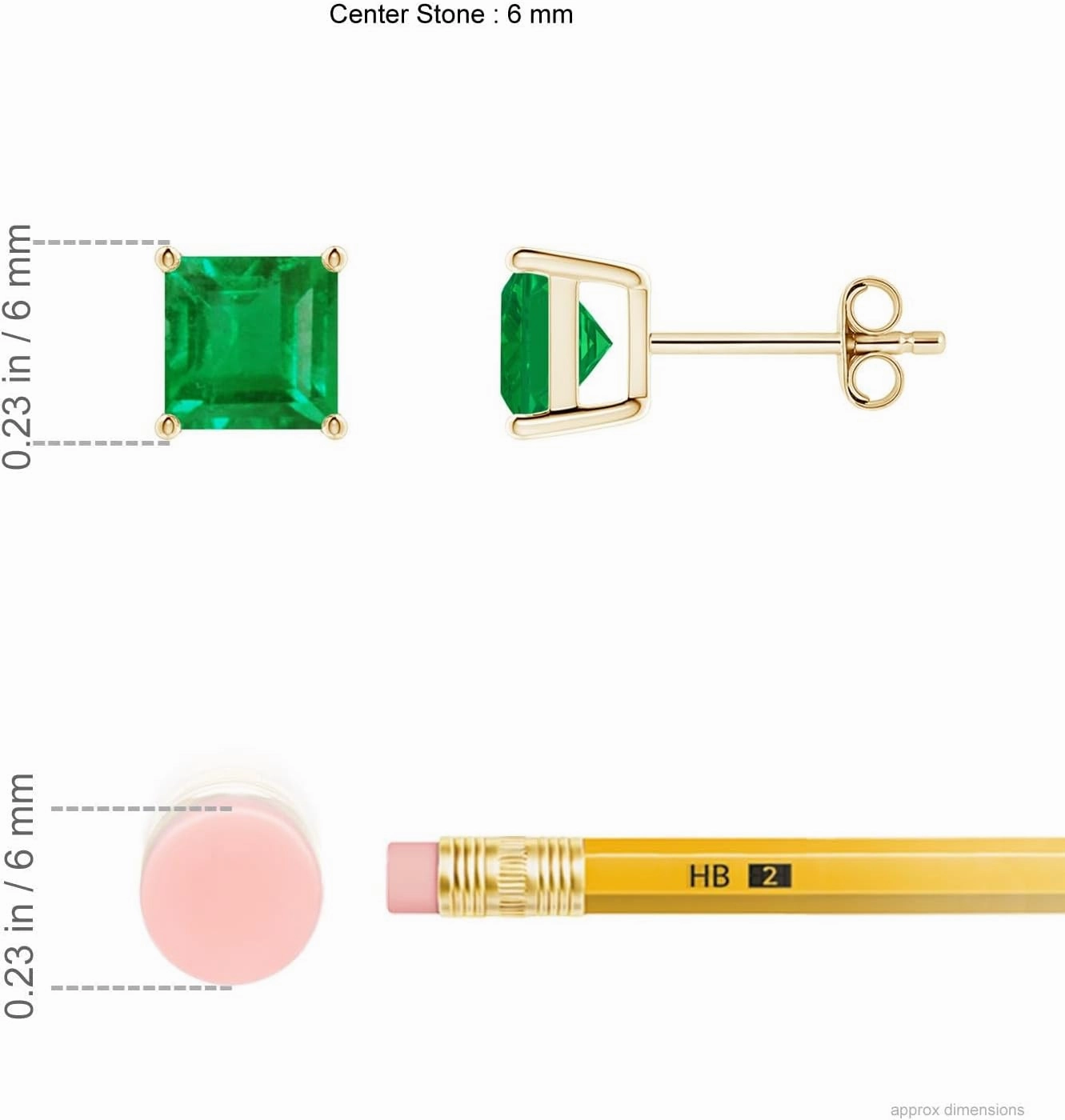 ANGARA Natural Classic Basket-Set Square Emerald Stud Earrings in Silver / 14K Solid Gold/Platinum | May Birthstone, Birthday, Engagement, Anniversary, Wedding Jewelry Gift for Women
