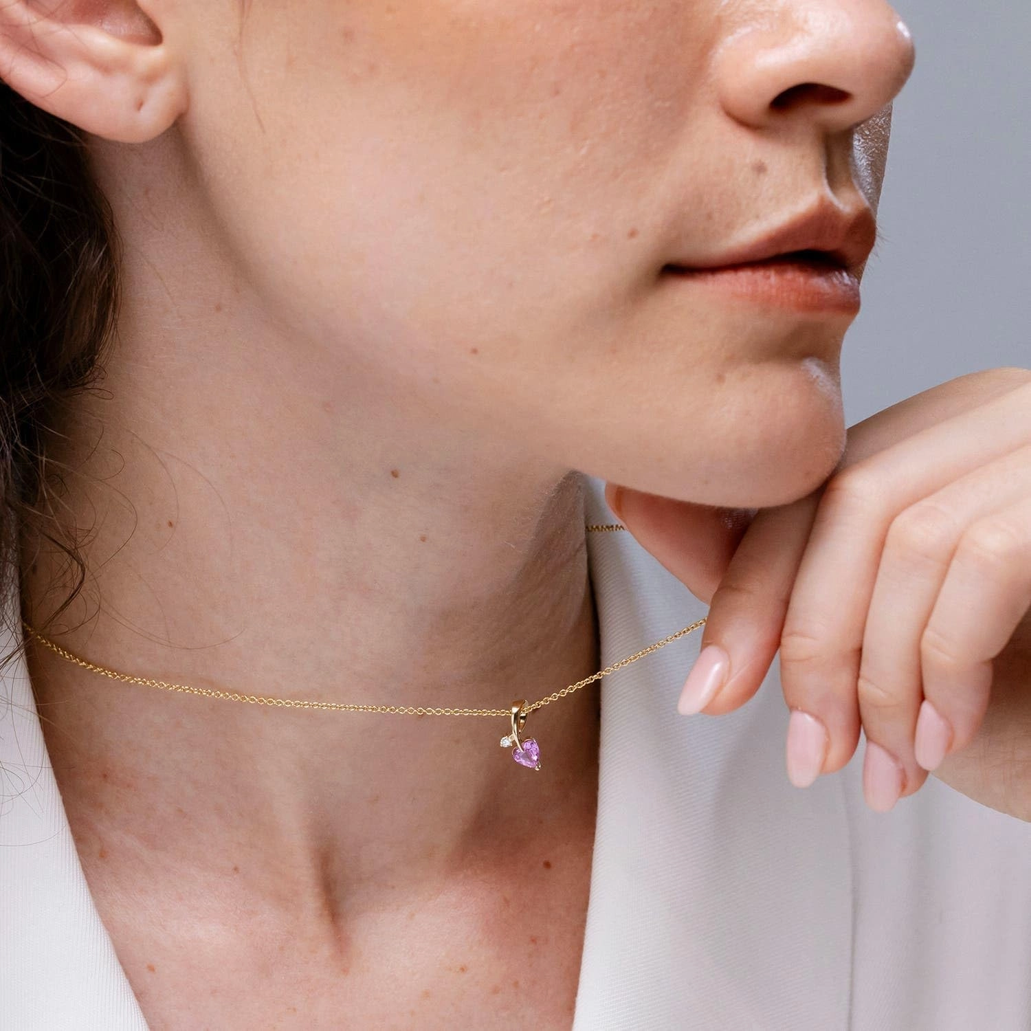 Angara Natural Heart-Shaped Pink Sapphire Ribbon Pendant with Diamond in 14K Solid Gold/Platinum | Birthday, Engagement, Anniversary, Wedding Jewelry Gift for Women