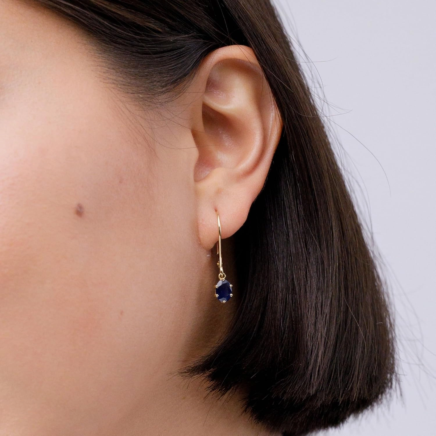 ANGARA Natural Oval Sapphire Leverback Drop Earrings in 14K Solid Gold/Platinum | September Birthstone, Birthday, Engagement, Anniversary, Wedding Jewelry Gift for Women
